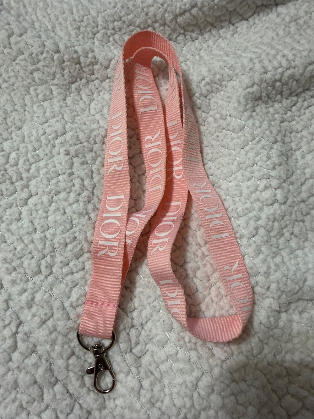 Dior Blush Pink Logo Lanyard with Silver Clasp - Picture 2 of 4